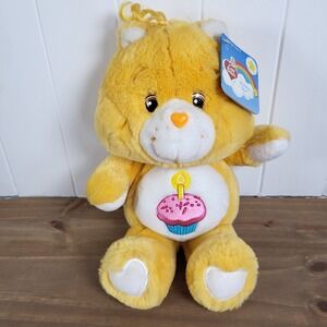 NWT Care Bears BIRTHDAY BEAR 20th Anniversary 2002 Vintage RARE 13" Plush Orange
